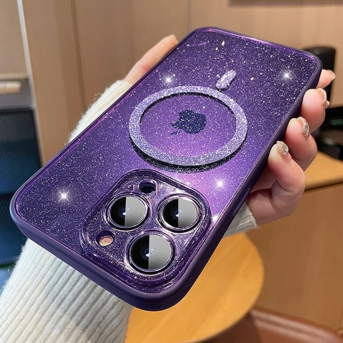 Силиконовый чехол "Bling Shinny" with MagSafe для Apple iPhone 14 Pro Фиолетовый