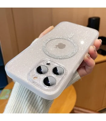 Силіконовий чохол "Bling Shinny" with MagSafe для Apple iPhone 14 Pro Білий