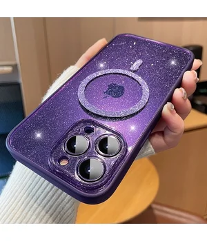 Силіконовий чохол "Bling Shinny" with MagSafe для Apple iPhone 14 Pro Фіолетовий