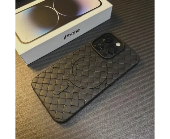 Силиконовый чехол "Luxury Weave" with MagSafe для Apple iPhone 14 Pro Черный