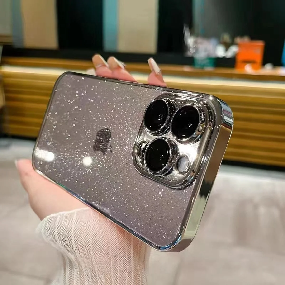 Пластиковий чохол "Bling Transparent" для iPhone 14 Pro Срібний