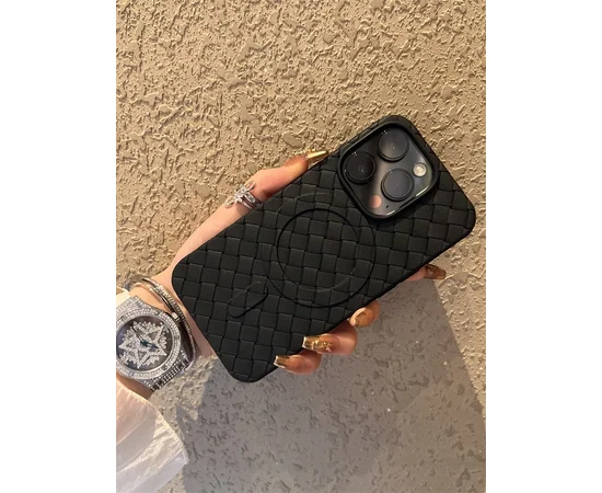 Силиконовый чехол "Luxury Weave" with MagSafe для Apple iPhone 14 Pro Черный