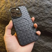 Силиконовый чехол "Luxury Weave" with MagSafe для Apple iPhone 14 Pro Max Черный