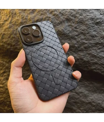 Силіконовий чохол "Luxury Weave" with MagSafe для Apple iPhone 14 Pro Max Чорний