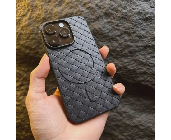 Силиконовый чехол "Luxury Weave" with MagSafe для Apple iPhone 14 Pro Черный