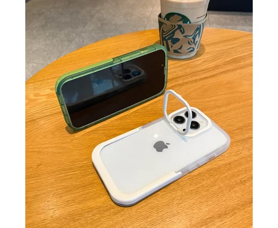 Силіконовий чохол "Invisible Folding" з підставкою для iPhone 15 Pro Max Білий