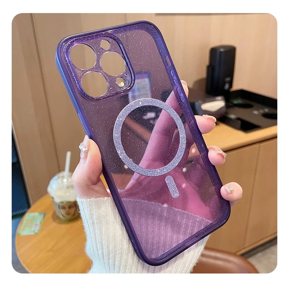 Силиконовый чехол "Bling Shinny" with MagSafe для Apple iPhone 14 Pro Фиолетовый