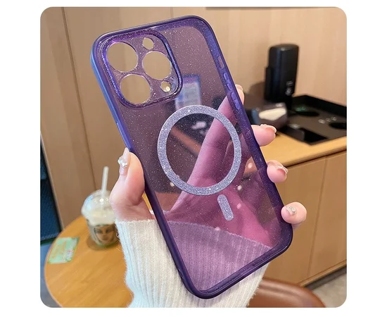 Силіконовий чохол "Bling Shinny" with MagSafe Apple iPhone 12 Pro Max Фіолетовий