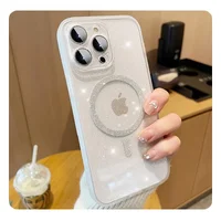 Силиконовый чехол "Bling Shinny" with MagSafe для Apple iPhone 14 Pro Белый