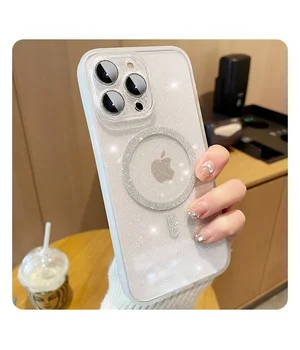 Силиконовый чехол "Bling Shinny" with MagSafe для Apple iPhone 14 Pro Белый Силиконовый чехол "Bling Shinny" with MagSafe для Apple iPhone 14 Pro Белый