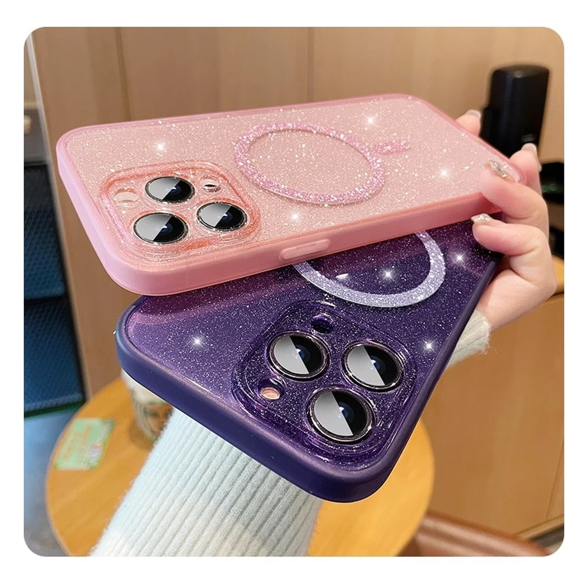 Силиконовый чехол "Bling Shinny" with MagSafe для Apple iPhone 13 Pro Max Розовый