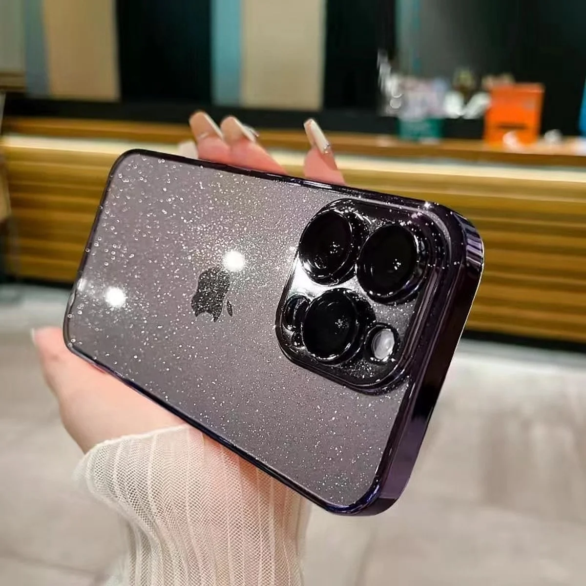 Пластиковый чехол "Bling Transparent" для iPhone 13 Pro Max Фиолетовый