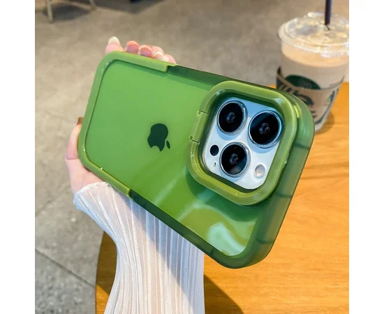 Силиконовый чехол "Invisible Folding" с подставкой для iPhone 15 Pro Max Зеленый