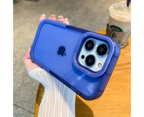 Силіконовий чохол "Invisible Folding" з підставкою для iPhone 15 Pro Max Синій