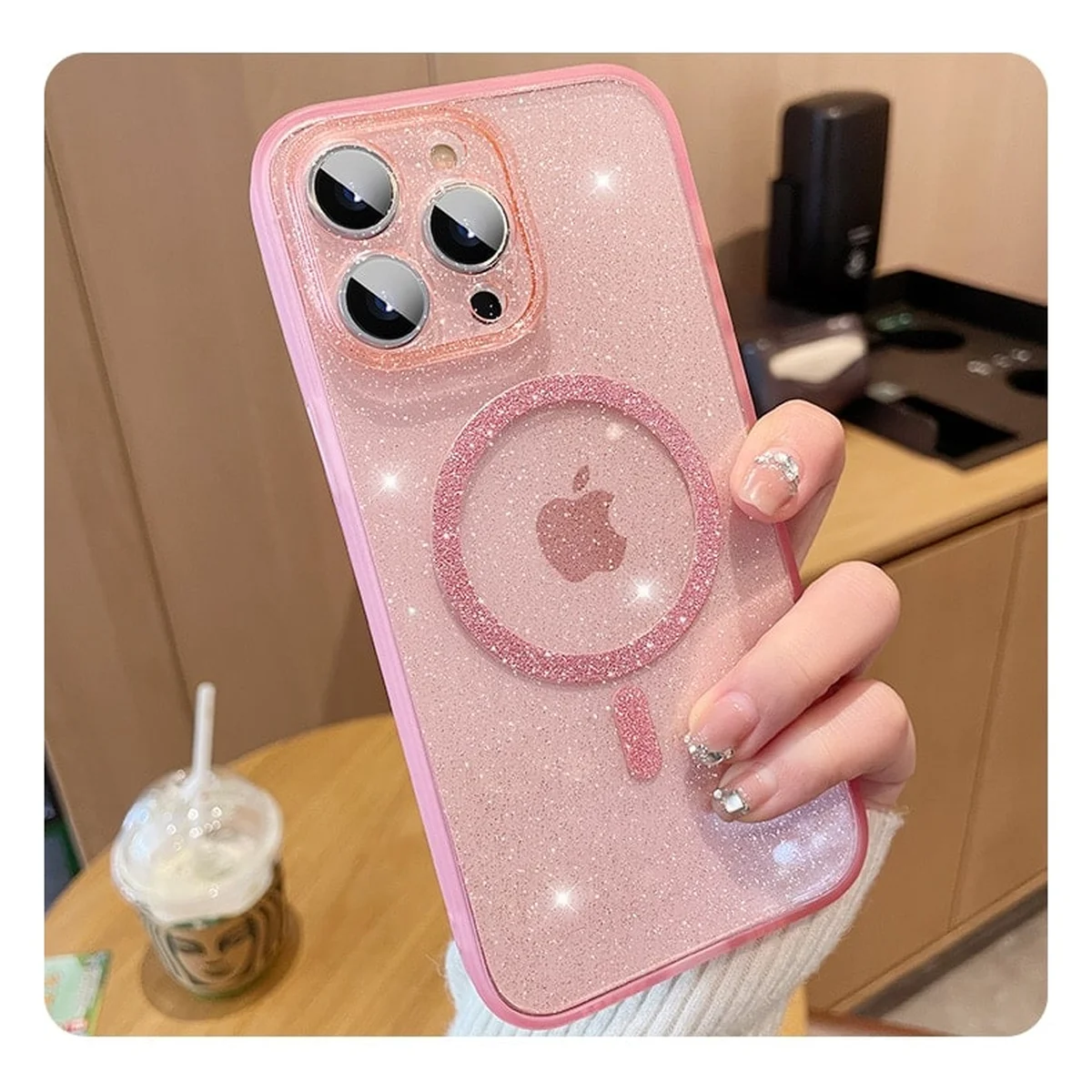 Силиконовый чехол "Bling Shinny" with MagSafe для Apple iPhone 13 Pro Max Розовый