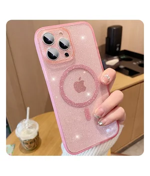 Силиконовый чехол "Bling Shinny" with MagSafe для Apple iPhone 13 Pro Max Розовый