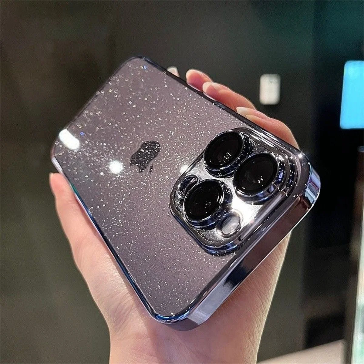 Пластиковый чехол "Bling Transparent" для iPhone 13 Pro Max Синий