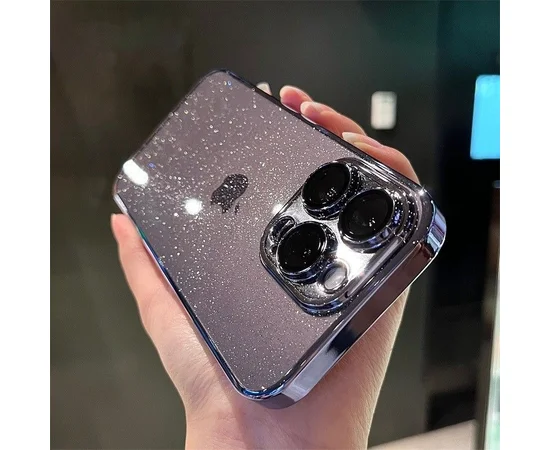 Пластиковый чехол "Bling Transparent" для iPhone 12 Pro Max Синий