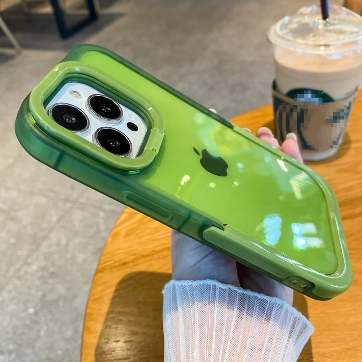 Силиконовый чехол "Invisible Folding" с подставкой для iPhone 14 Pro Max Зеленый