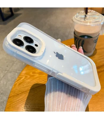 Силіконовий чохол "Invisible Folding" з підставкою для iPhone 15 Pro Max Білий