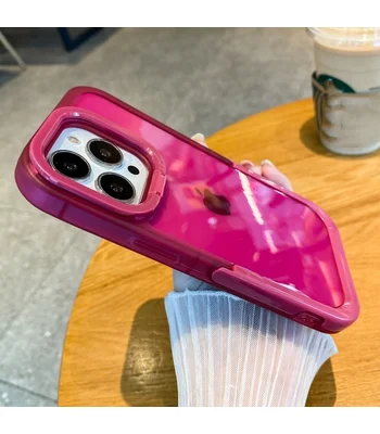 Силіконовий чохол "Invisible Folding" з підставкою для iPhone 15 Pro Max Яскраво-рожевий