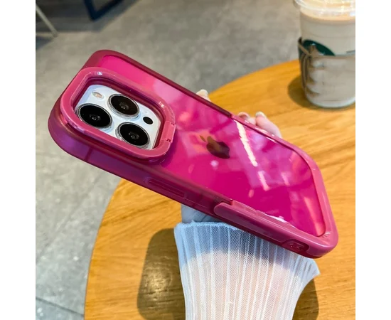 Силиконовый чехол "Invisible Folding" с подставкой для iPhone 13 Pro Ярко-Розовый