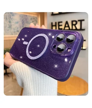 Силіконовий чохол "Bling Shinny" with MagSafe для Apple iPhone 14 Pro Фіолетовий
