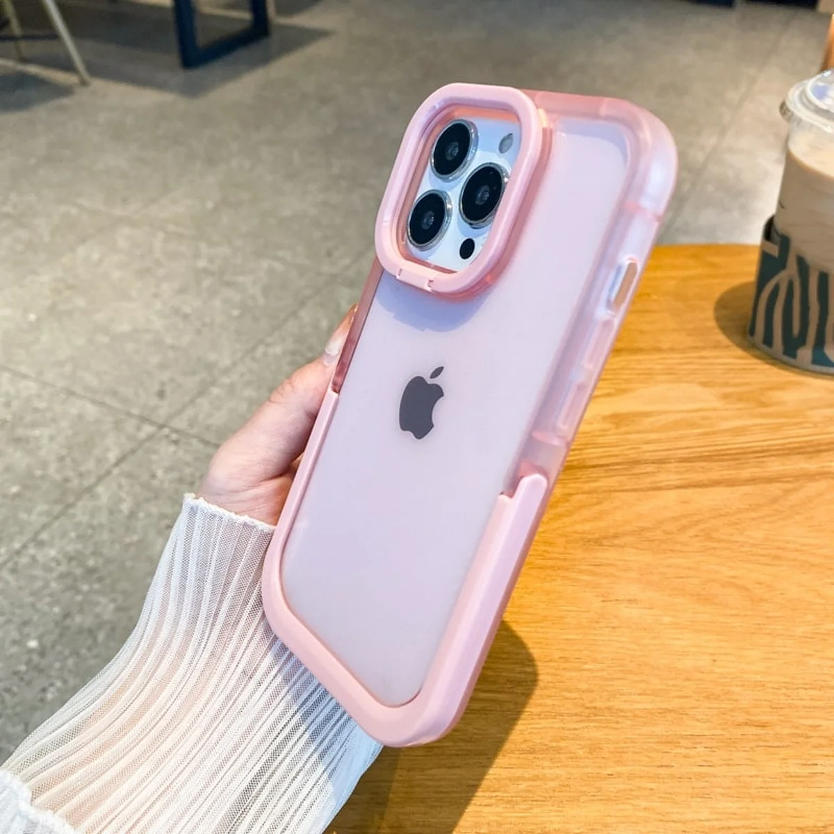 Силиконовый чехол "Invisible Folding" с подставкой для iPhone 15 Pro Max Розовый