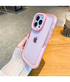 Силиконовый чехол "Invisible Folding" с подставкой для iPhone 15 Pro Max Розовый