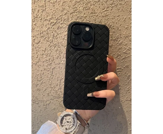 Силиконовый чехол "Luxury Weave" with MagSafe для Apple iPhone 14 Pro Черный