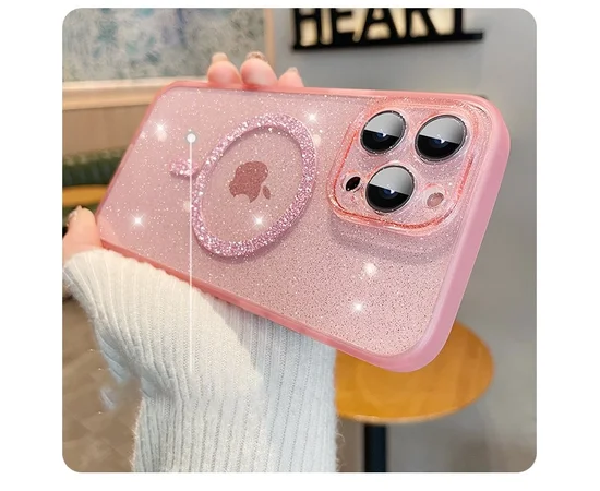 Силиконовый чехол "Bling Shinny" with MagSafe для Apple iPhone 13 Pro Max Розовый