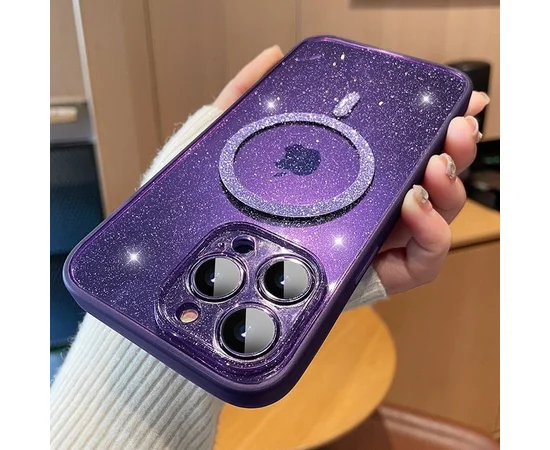 Силиконовый чехол "Bling Shinny" with MagSafe для Apple iPhone 14 Pro Max Фиолетовый