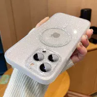 Силиконовый чехол "Bling Shinny" with MagSafe для Apple iPhone 14 Pro Белый