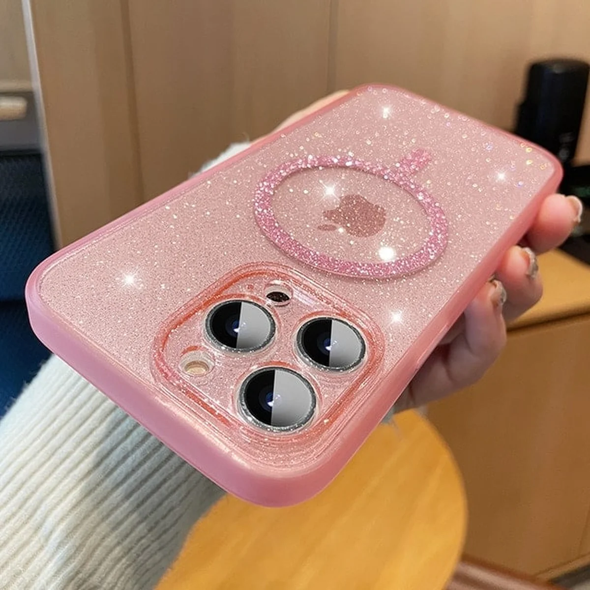 Силіконовий чохол "Bling Shinny" with MagSafe для Apple iPhone 14 Pro Рожевий