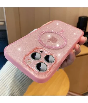 Силиконовый чехол "Bling Shinny" with MagSafe для Apple iPhone 13 Pro Max Розовый