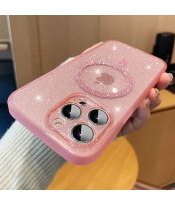 Силіконовий чохол "Bling Shinny" with MagSafe для Apple iPhone 13 Pro Max Рожевий