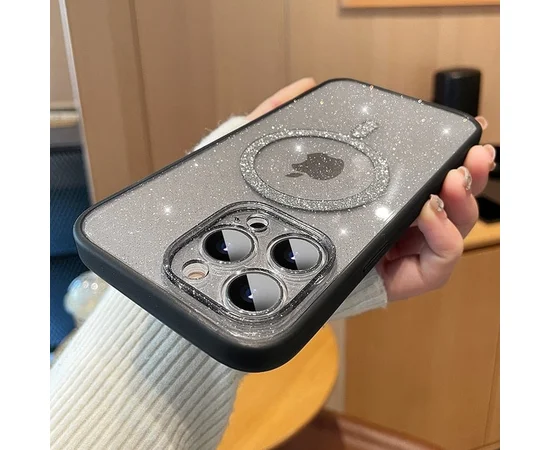 Силиконовый чехол "Bling Shinny" with MagSafe для Apple iPhone 14 Pro Серый