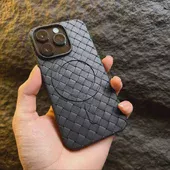 Силиконовый чехол "Luxury Weave" with MagSafe для Apple iPhone 14 Pro Черный
