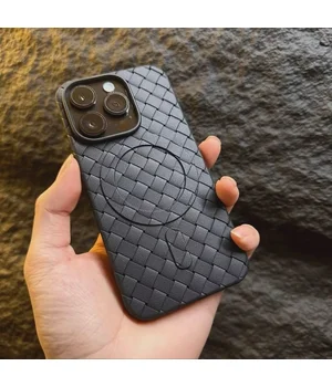 Силіконовий чохол "Luxury Weave" with MagSafe для Apple iPhone 14 Pro Max Чорний