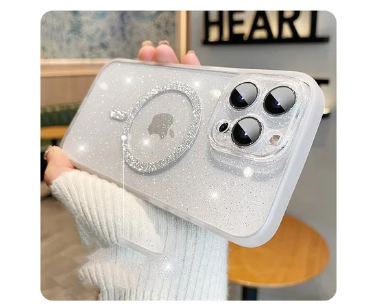 Силиконовый чехол "Bling Shinny" with MagSafe для Apple iPhone 13 Pro Max Белый