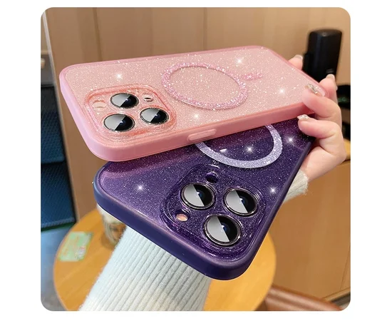 Силіконовий чохол "Bling Shinny" with MagSafe для Apple iPhone 13 Pro Max Фіолетовий