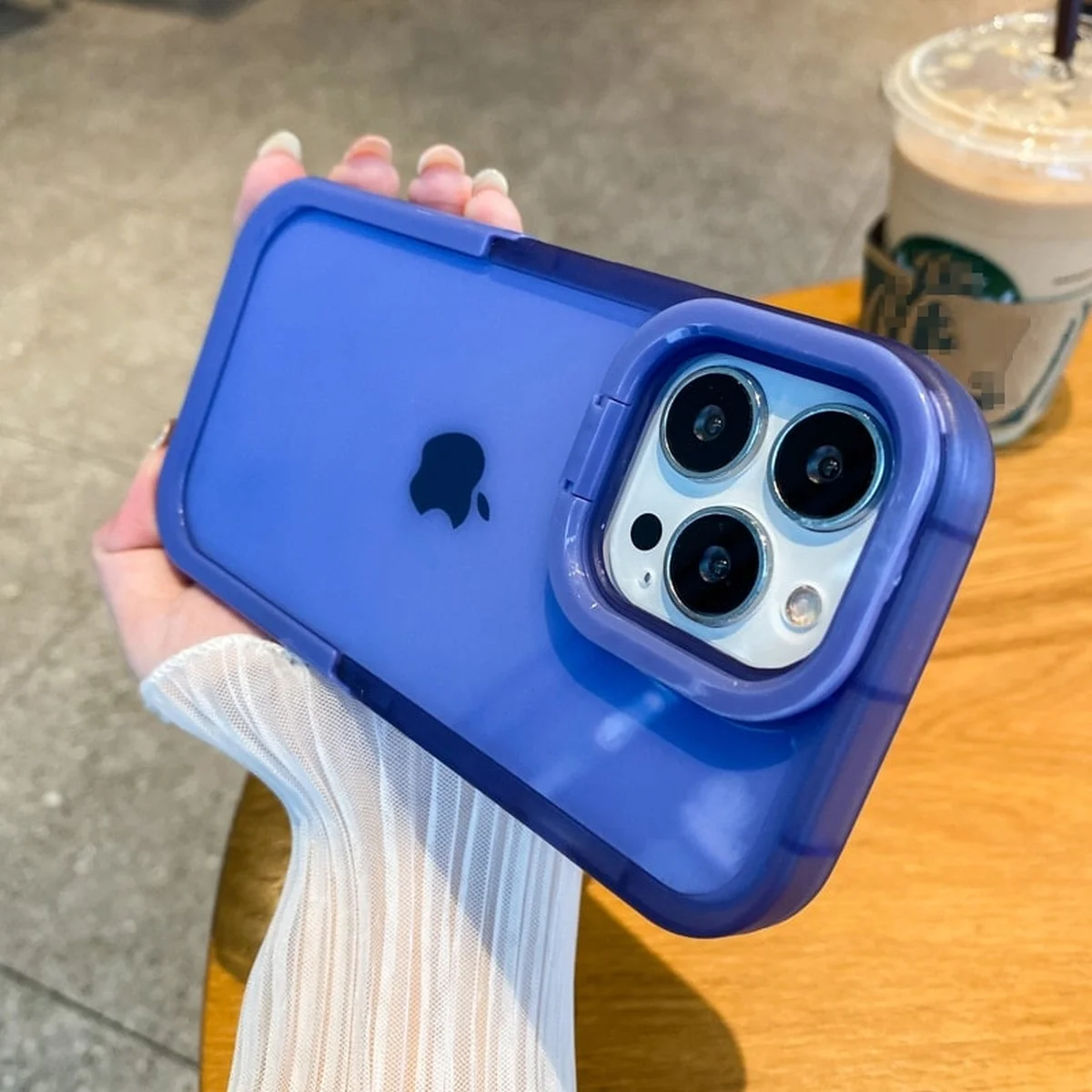 Силиконовый чехол "Invisible Folding" с подставкой для iPhone 14 Pro Max Синий