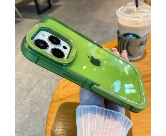 Силиконовый чехол "Invisible Folding" с подставкой для iPhone 14 Pro Зеленый