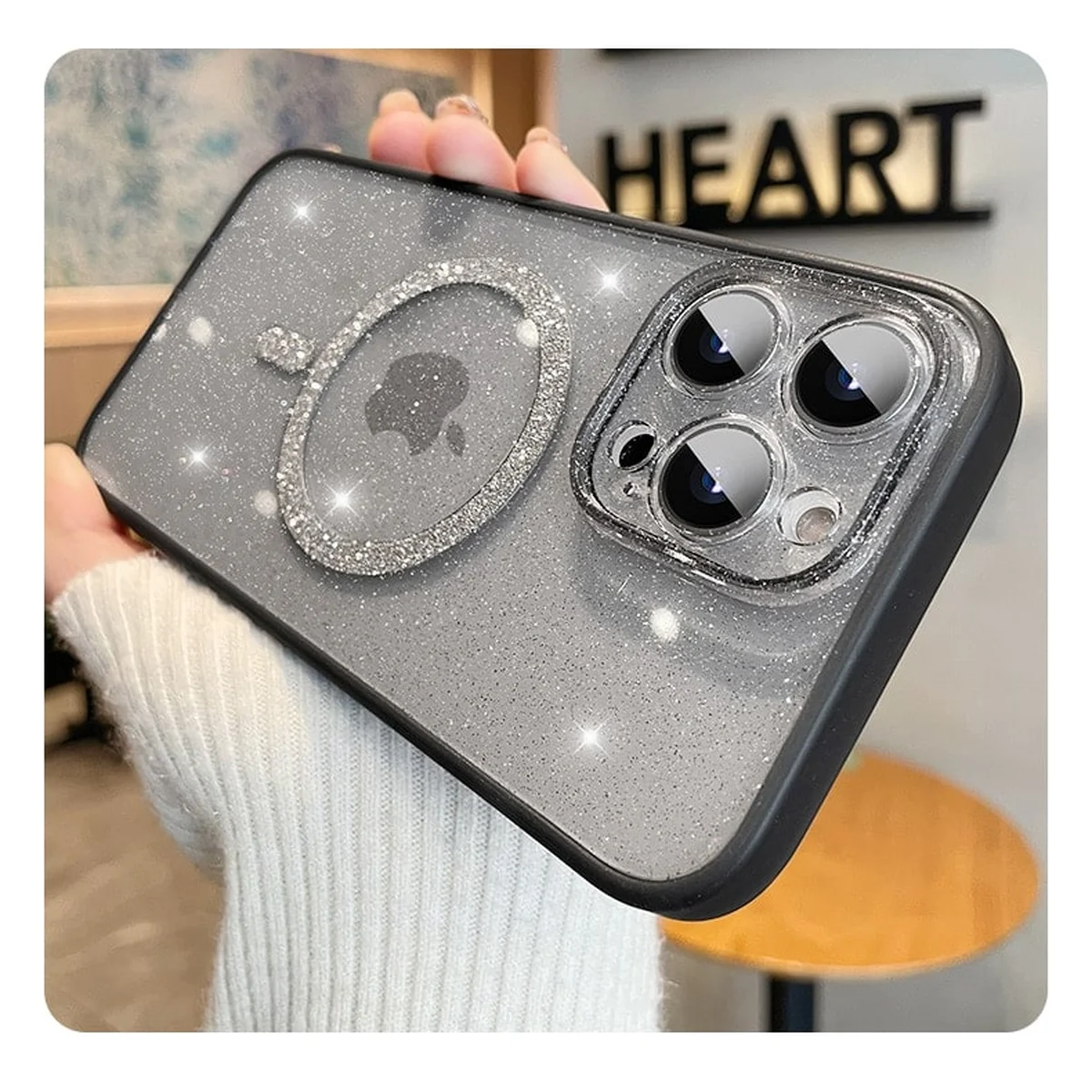 Силиконовый чехол "Bling Shinny" with MagSafe для Apple iPhone 14 Pro Max Серый