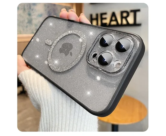 Силиконовый чехол "Bling Shinny" with MagSafe для Apple iPhone 14 Pro Серый