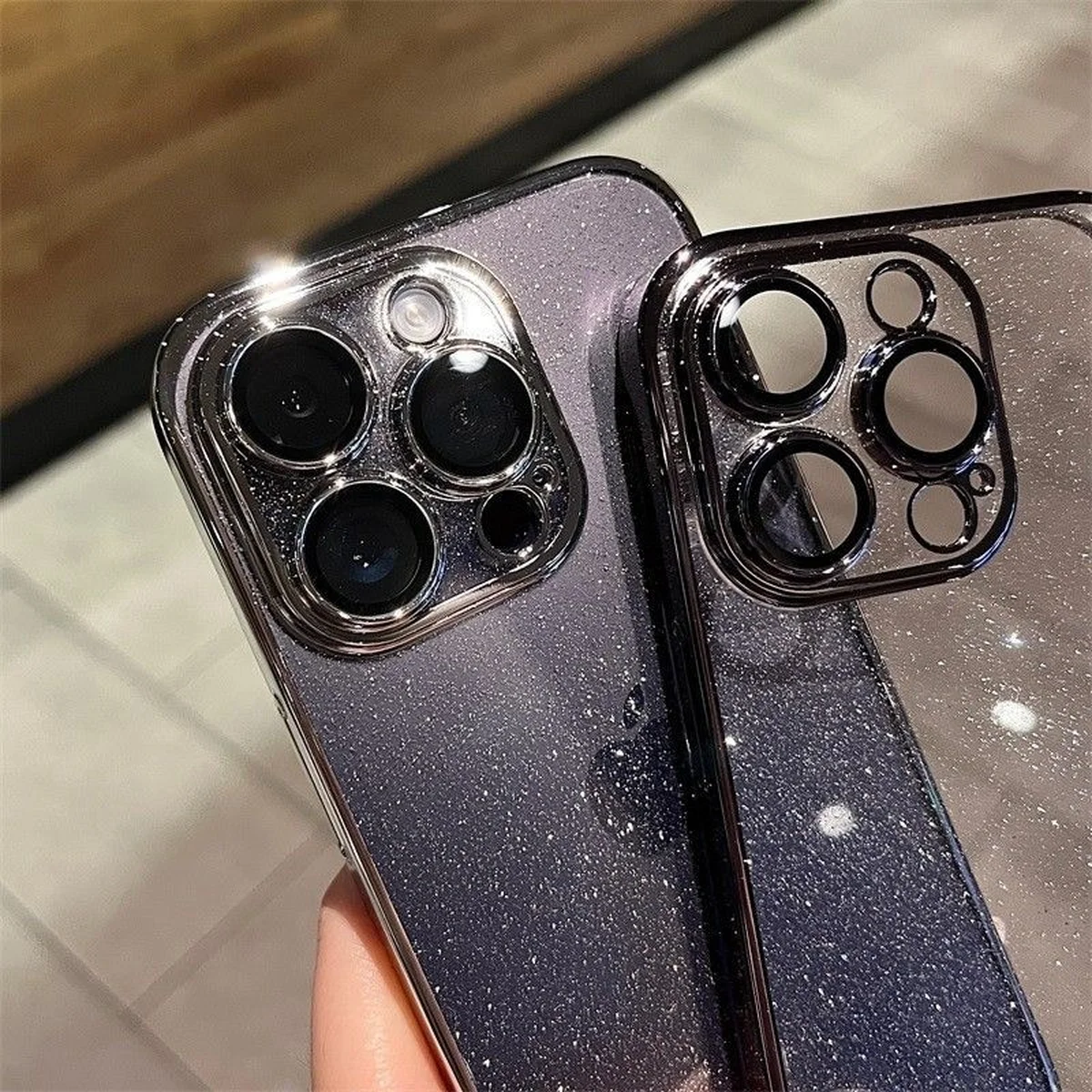 Пластиковый чехол "Bling Transparent" для iPhone 14 Pro Черный