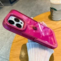 Силиконовый чехол "Invisible Folding" с подставкой для iPhone 15 Pro Max Ярко-Розовый