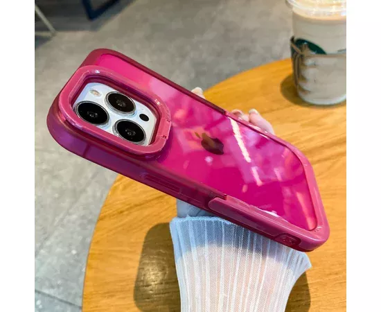 Силиконовый чехол "Invisible Folding" с подставкой для iPhone 15 Pro Max Ярко-Розовый