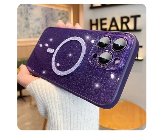 Силиконовый чехол "Bling Shinny" with MagSafe для Apple iPhone 14 Pro Max Фиолетовый