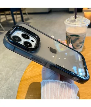 Силиконовый чехол "Invisible Folding" с подставкой для iPhone 15 Pro Max Черный